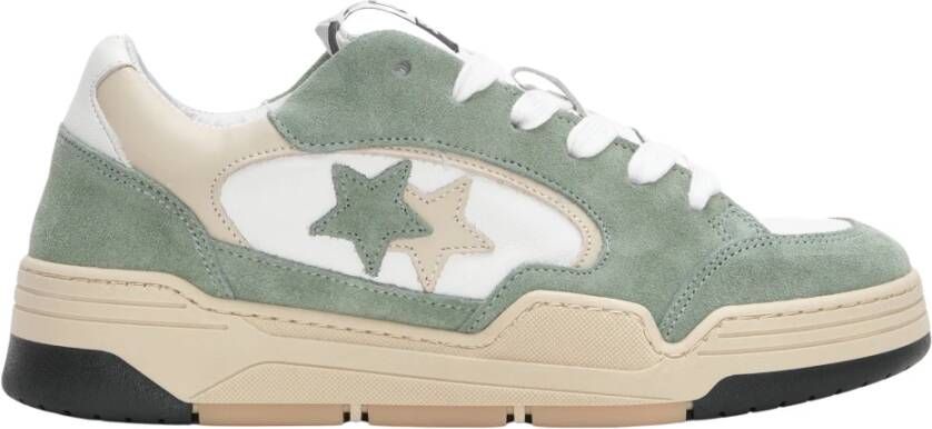 2Star Groene Suède Leren Sneakers met Beige Details