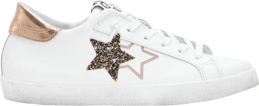 2Star Handgemaakte Italiaanse Leren Sneakers Wit Koper