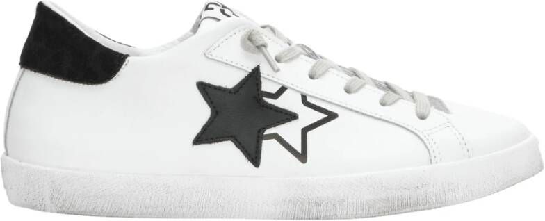 2Star Handgemaakte Italiaanse Leren Sneakers Zwart Wit