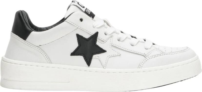 2Star Handgemaakte Italiaanse Leren Sneakers Zwart Wit