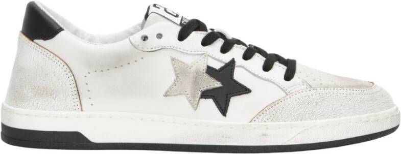 2Star Handgemaakte Italiaanse Leren Sneakers Zwart Wit Vrouwen