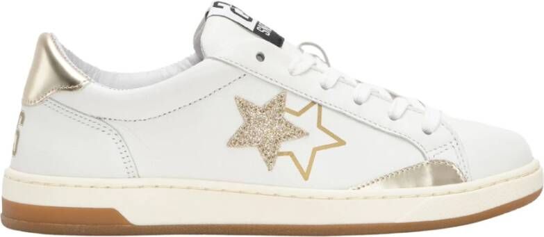 2Star Handgemaakte Italiaanse sneakers wit goud