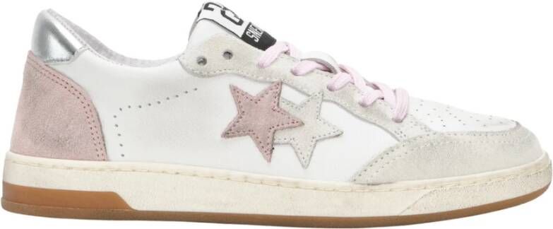 2Star Handgemaakte Italiaanse sneakers wit roze