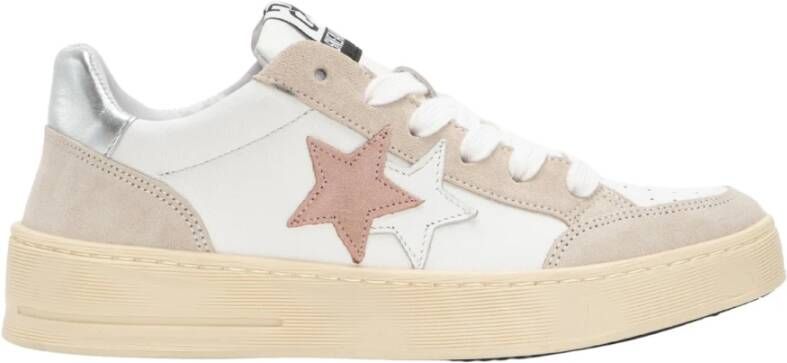 2Star Handgemaakte Italiaanse Sneakers Wit Roze