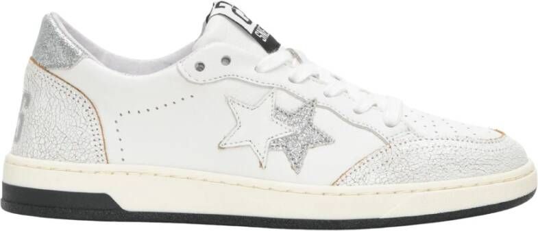 2Star Handgemaakte Italiaanse Sneakers Wit Zilver