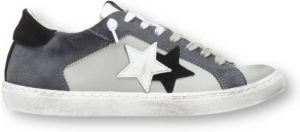 2Star Lage Grijze Blauwe Witte Sneakers Grijs Heren
