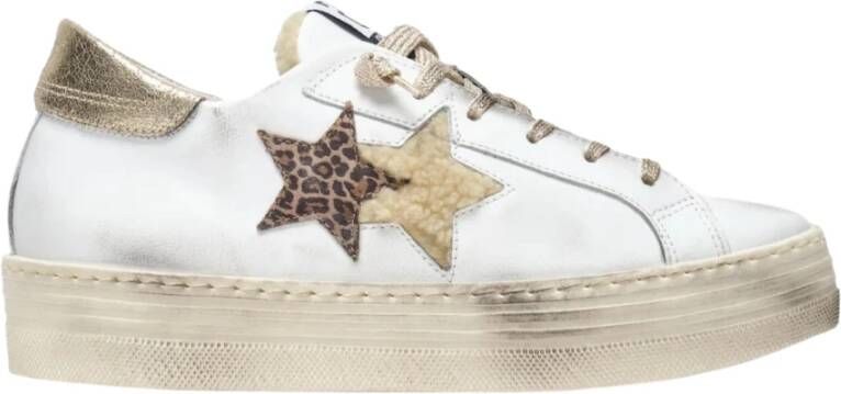 2Star Lage Platform Leren Sneaker Wit