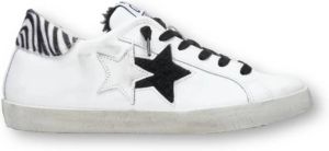 2Star Lage Sneakers in Wit Zebra Zwart Wit Dames