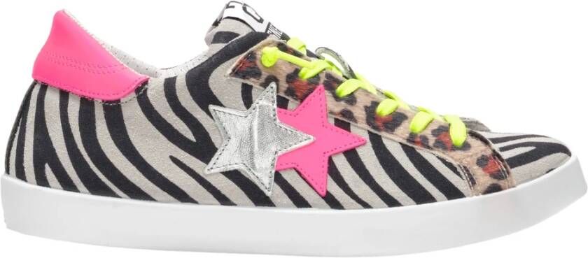 2Star Leoparddetails Sneakers in Zebra Print