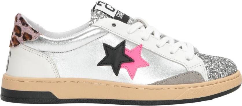 2Star Leopardprint Sneakers in Zilver en Zwart