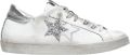 2Star Witte Leren Lage Sneakers met Zilveren Glitterdetails - Wit