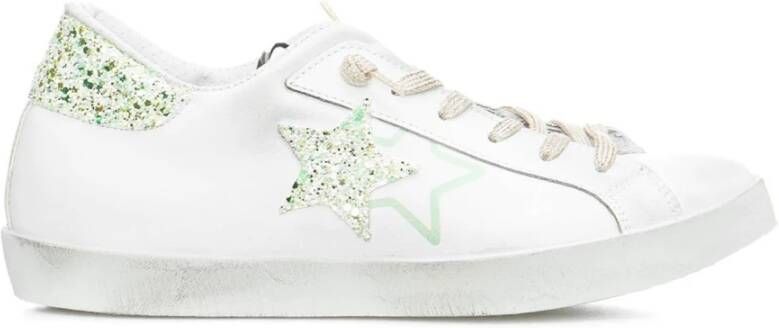 2Star Witte Glitter Lage Top Sneakers Vrouwen