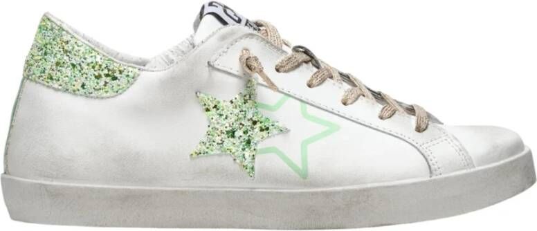 2Star Witte Glitter Lage Top Sneakers Vrouwen