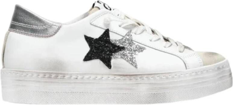 2Star Witte Glitter Ster Platform Sneakers