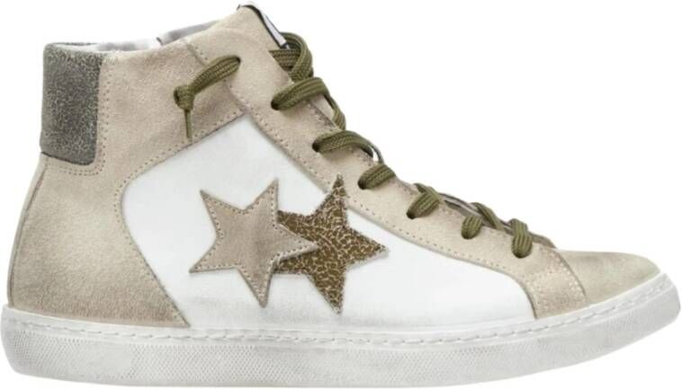 2Star Witte Hoge Top Leren Sneakers
