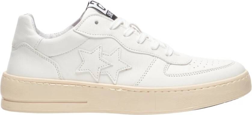 2Star Witte Leren Padel Sneakers met Ivoorzool