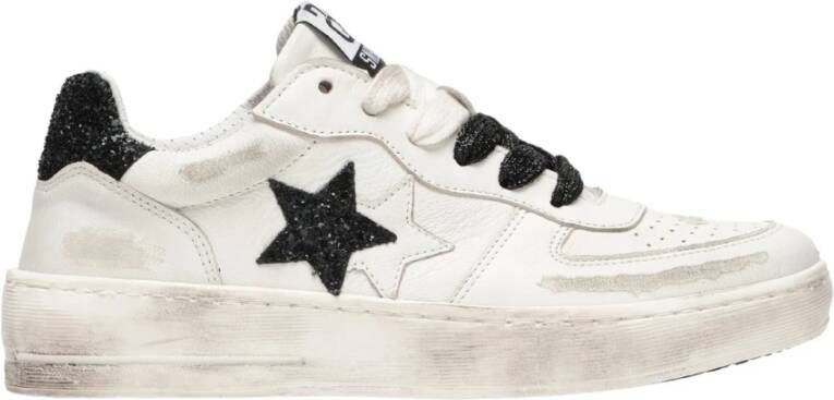 2Star Witte Leren Padel Sneakers met Zwarte Details