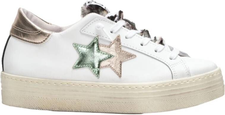 2Star Witte leren platformsneakers voor dames
