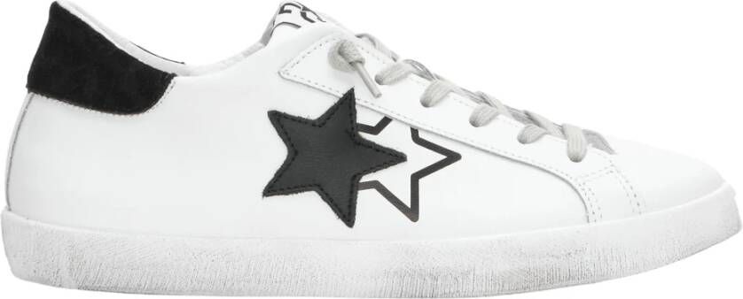 2Star Witte Leren Prime Star Sneakers met Zwarte Leren Details