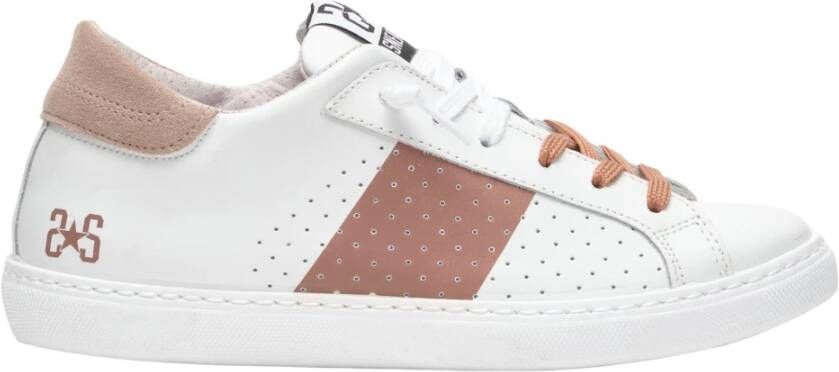 2Star Witte Leren Sneaker met Bruine Details