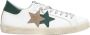 2Star Witte leren sneaker met groene en taupe leren details - Thumbnail 1