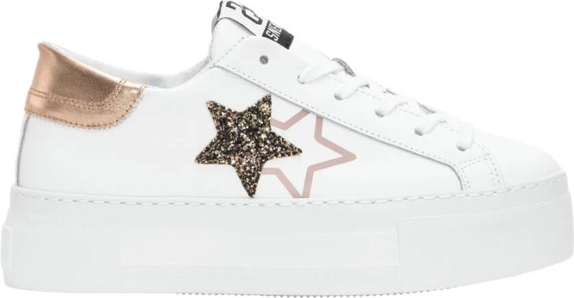 2Star Witte Leren Sneaker met Koper- en Zwartkleurige Details