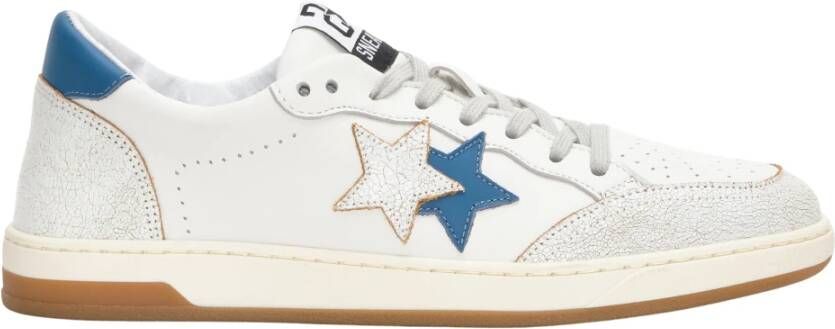 2Star Witte Leren Sneakers met Blauwe Details