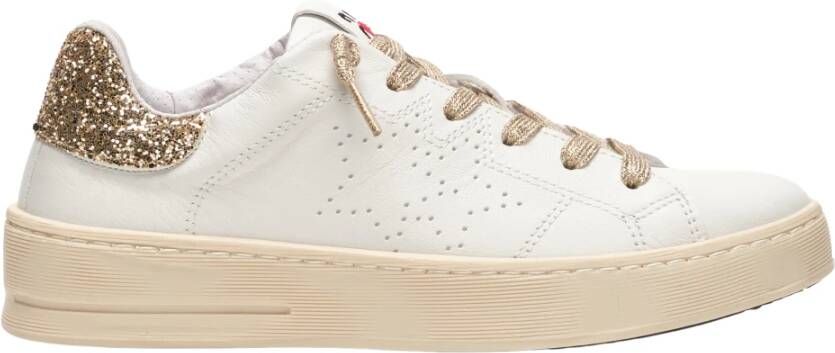 2Star Witte leren sneakers met gouden glitterdetail