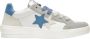 2Star Witte leren sneakers met grijze en blauwe details - Thumbnail 1