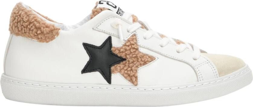 2Star Witte Leren Sneakers met Teddy Details