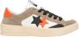 2Star Witte Leren Ster Sneaker met Taupe Zwart en Oranje Details - Thumbnail 1