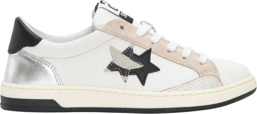 2Star Zebra Details Leren Sneakers Zwart Zilver
