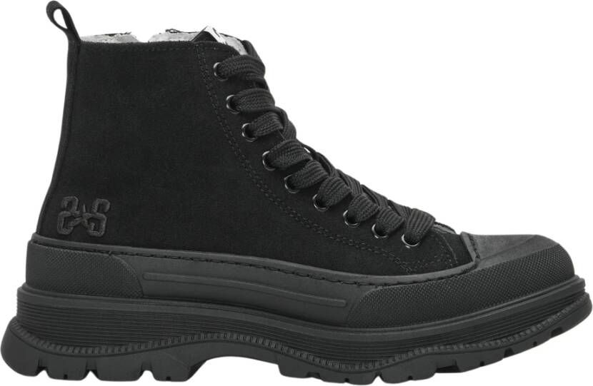 2Star Zwarte leren midster sneakers