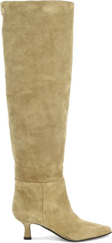 3Juin Beige Suède Enkellaarzen Beige Dames