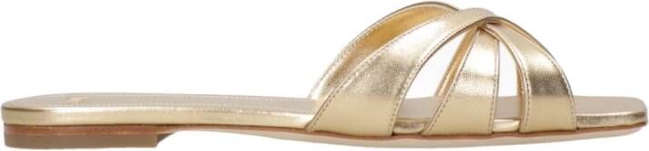 3Juin Gouden leren sandalen met gelamineerde afwerking