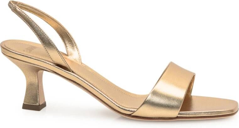 3Juin Gouden Stiletto Sandaal met Elastische Band