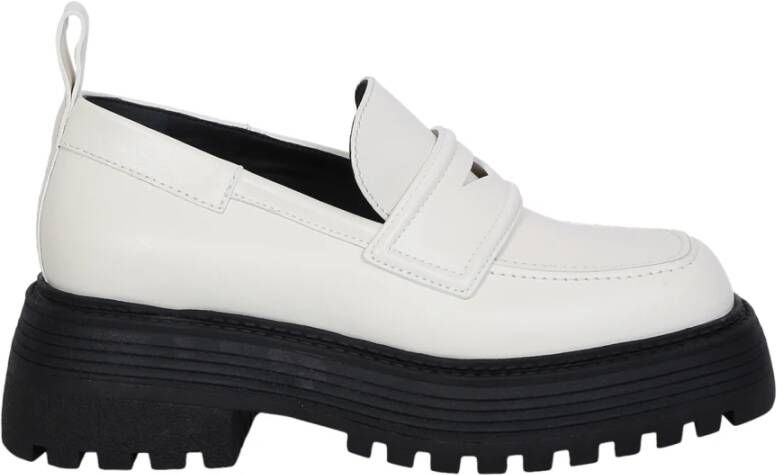 3Juin Ivoor Leren Zwarte Loafers