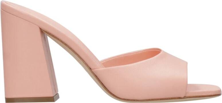 3Juin Roze Leren Sandalen met Brede Hak