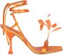 3Juin Satin Sandaal met Veren en Vierkante Neus Orange Dames - Thumbnail 1