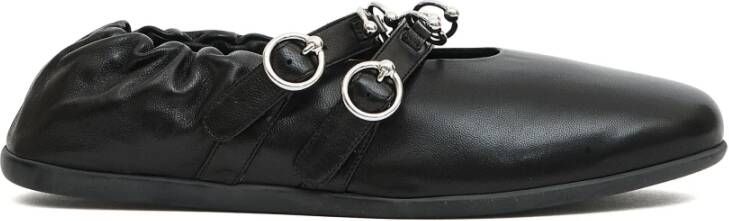 3Juin Zwarte Leren Ballerina's voor Vrouwen