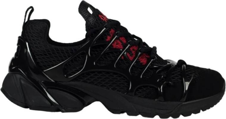 44 Label Group Zwarte Sneakers met Rode Accents