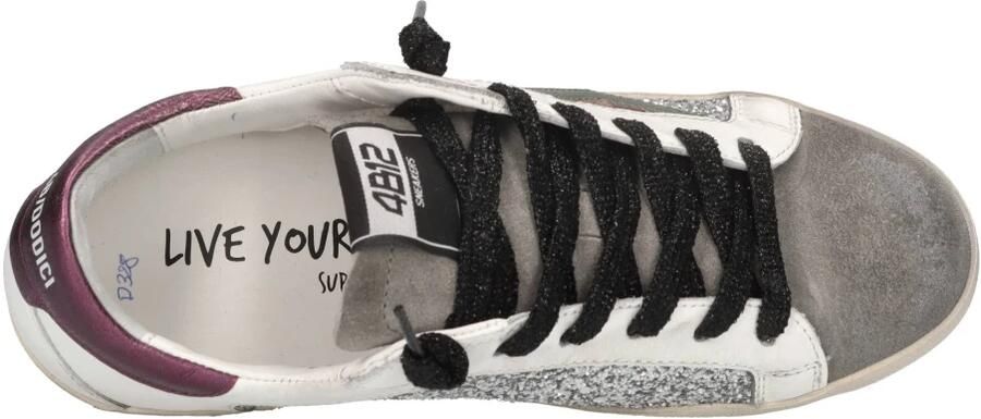 4B12 dames sneaker Suprime suède grijs wit leder - Foto 3