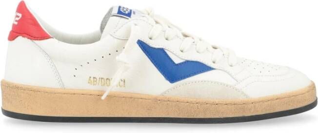 4B12 Witte Rode Blauwe Leren Sneaker