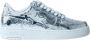 A Bathing APE Metallic Logo Leren Sneakers Gray Heren - Thumbnail 1