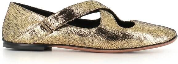 A. Bocca Gouden platte schoenen met hartuitsnijding elastische banden Yellow Dames