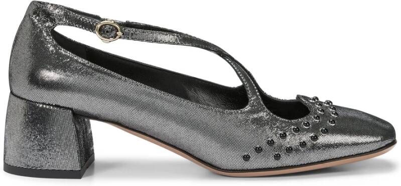 A. Bocca Zilveren Halfhak Pumps Stud Detailing Gray Dames