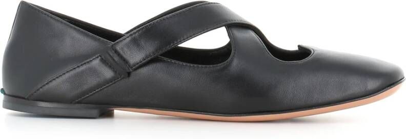 A. Bocca Zwarte leren balletflats Black Dames