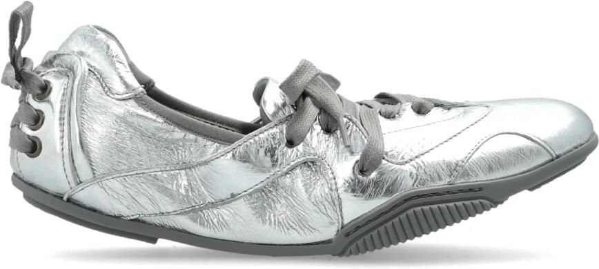 Acne Studios Zilveren Leren Sneakers Top Veters Ronde Neus Gray Dames - Foto 2