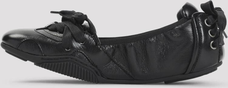 Acne Studios Zwarte Leren Ballerina Veterschoenen