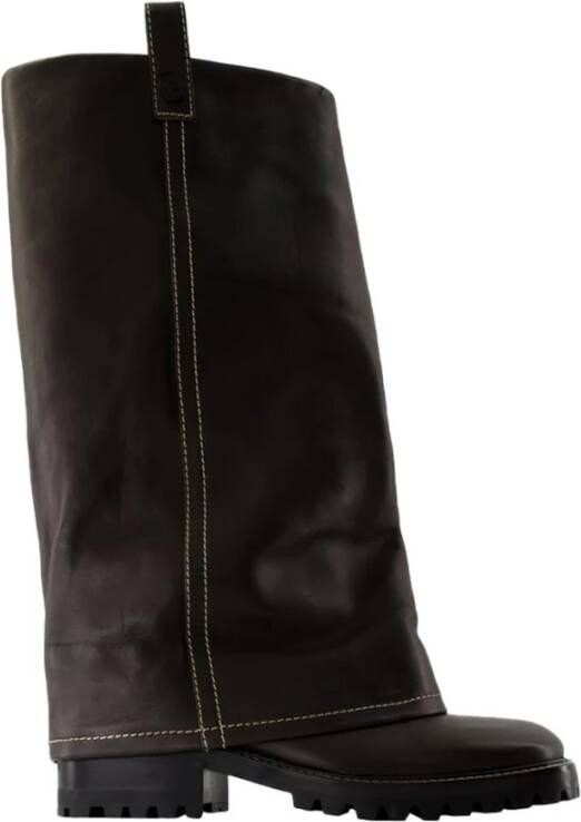 Acne Studios Bruine leren slouch gesp laarzen